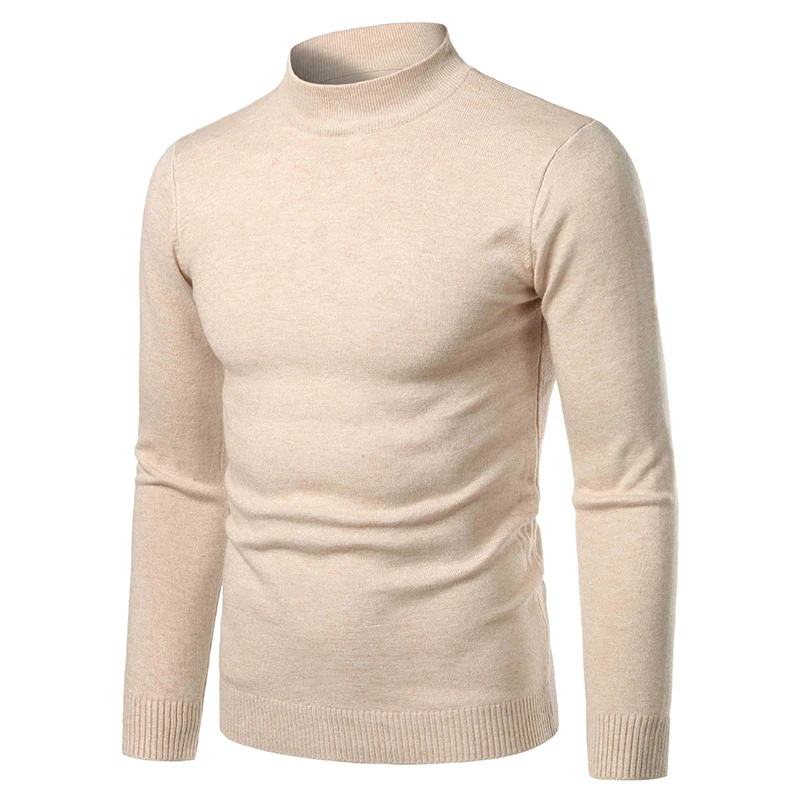 Men High Neck Cashmere Knitwear Autumn Winter Thick Warm Turtleneck Sweater Male Slim Pullover Casual Solid Long Sleeves Tops