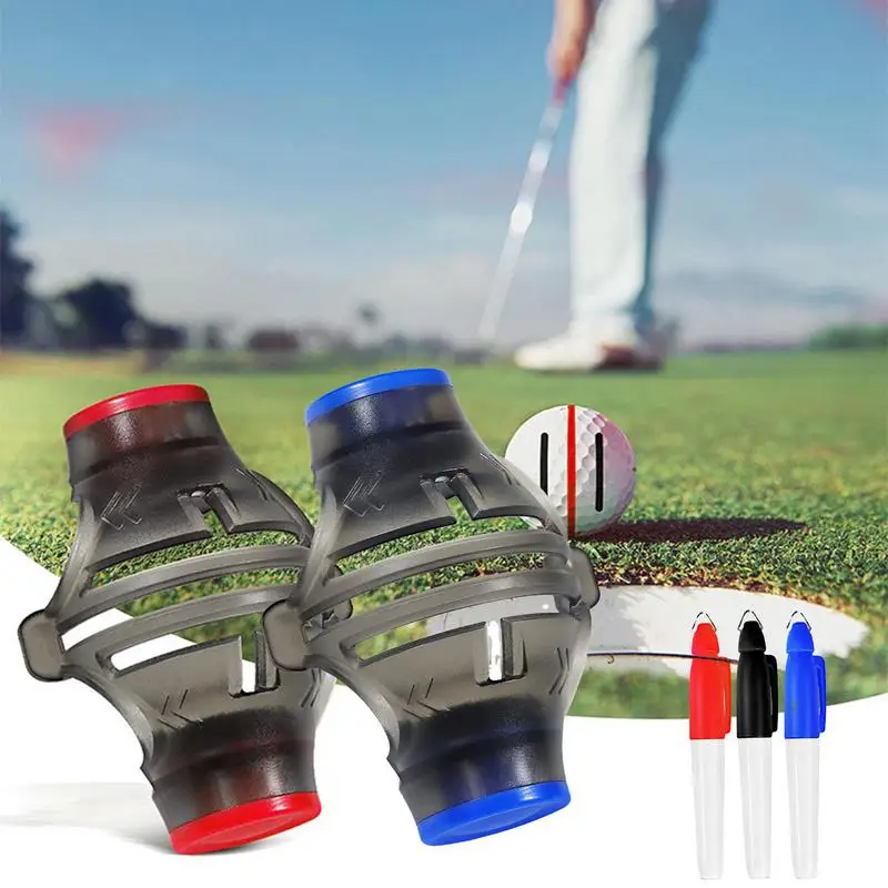 Golf Ball Line Marker 360 Degree Rotation Drawing Tool and Marks Pens Set Template Alignment Putting Marking Liner Tools
