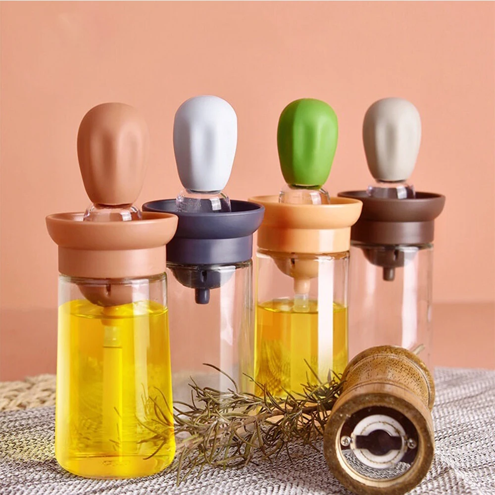 

Oil Bottle Brush Silicone Glass Container Kitchen Olive Oil Pump Pot Vinegar Spray BBQ Cookware Dispenser Cooking Condiment Tool