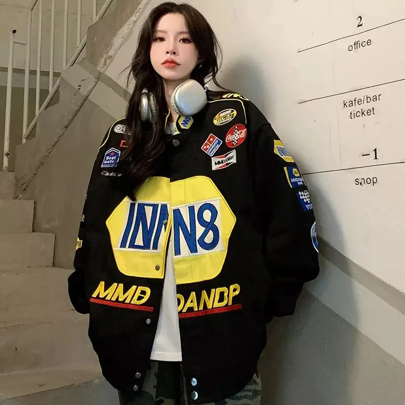 

Y2K Street Hip-Hop Trend Baseball Uniform Couples Casual Loose Coats New American Retro Letter Embroidered Coat Jackets Male