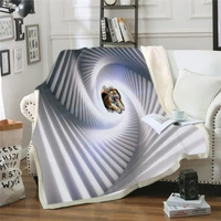 visual illusion tiger 3d printed sherpa blanket for beds hiking picnic thick quilt fashion bedspread sherpa throw blanket adults