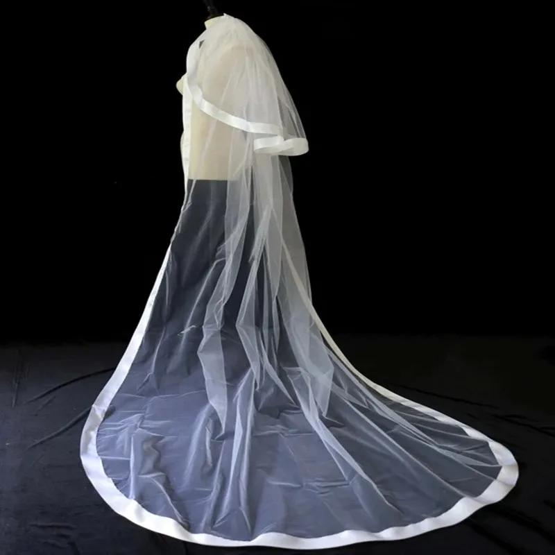 

Overlength Ribbon Manual edging Contrast Binding Bridal Veil Exquisite and luxurious Multilayer yarn Wedding veil bride