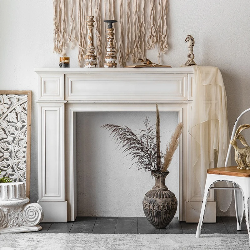 Скандинавская деревянная витрина винтажный белый современный шкаф для