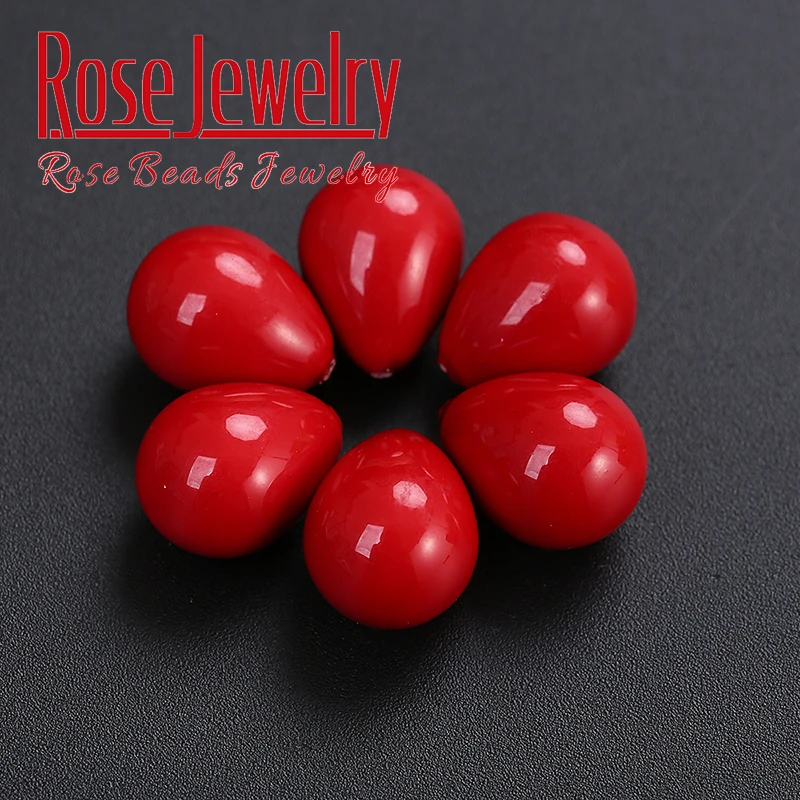 

3pcs Natural Shell Beads Half Drilled Red Water-drop Shell Beads For Jewelry Making DIY Bracelets Necklaces Ear Studs 12x16mm