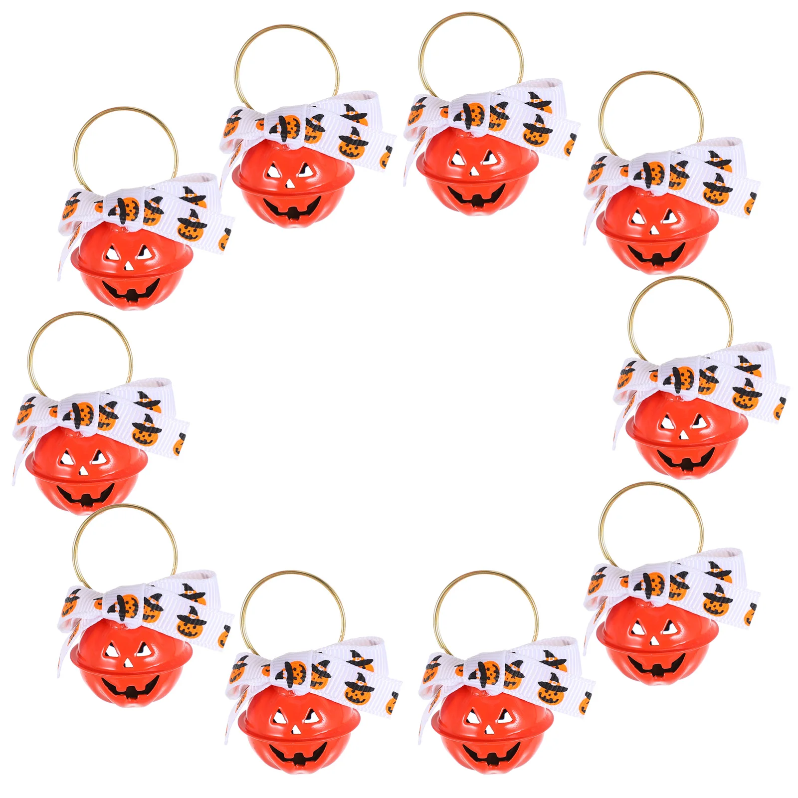

10pcs Pumpkin Shaped Bells Jack Lantern Design for Tree Decor Cat Necklace Collar and DIY Crafts