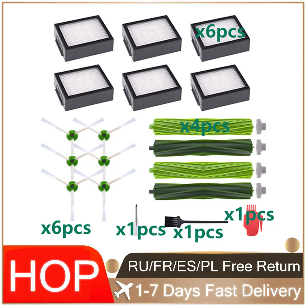 

Фильтр, основной ролик, боковая щетка, пылесборник для iRobot Roomba e, Серия i, E5, E6, i3, i6, i7 +, запасные части для робота-пылесоса