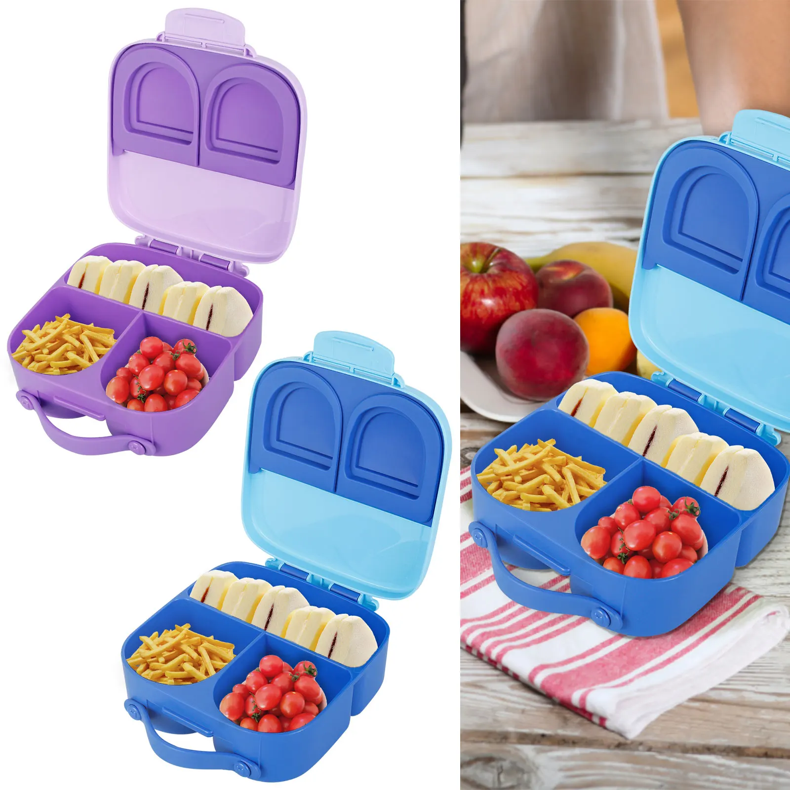 

Lunch Box 1400ML 3/4 Compartments BPA Free Bento Box Sealed Leak-proof Meal Box Microwave Freezer Dishwasher Safe Cute Food