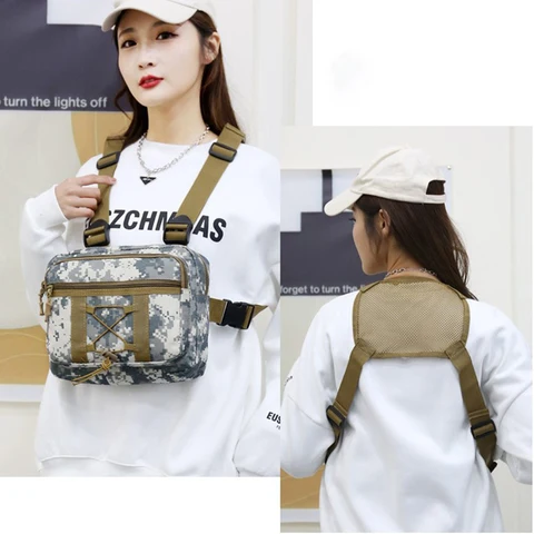 Камуфляжная тактическая сумка, индивидуальный функциональный рюкзак из ткани Оксфорд с жилетом, нагрудная сумка для мужчин и женщин