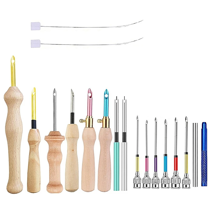 

17 Piece Punch Needle Kit Punch Needle Embroidery Kits Wooden Handle Embroidery Pen