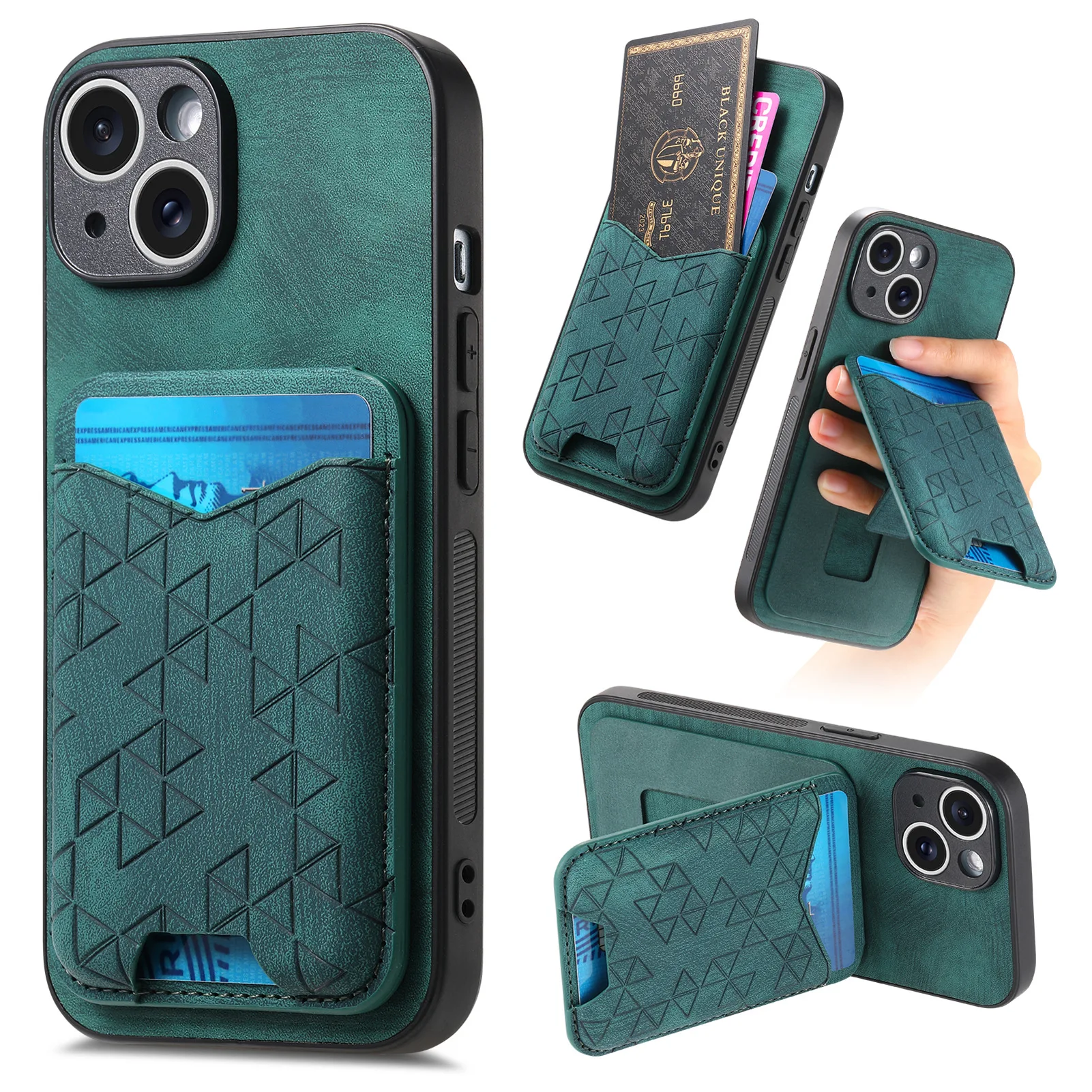 Card Bag Case For iphone 16 Pro Max 15 14 Plus 13 12 Mini 11 XS X XR 8 7 Retro Leather Kickstand Anti Drop Phone Cover Funda