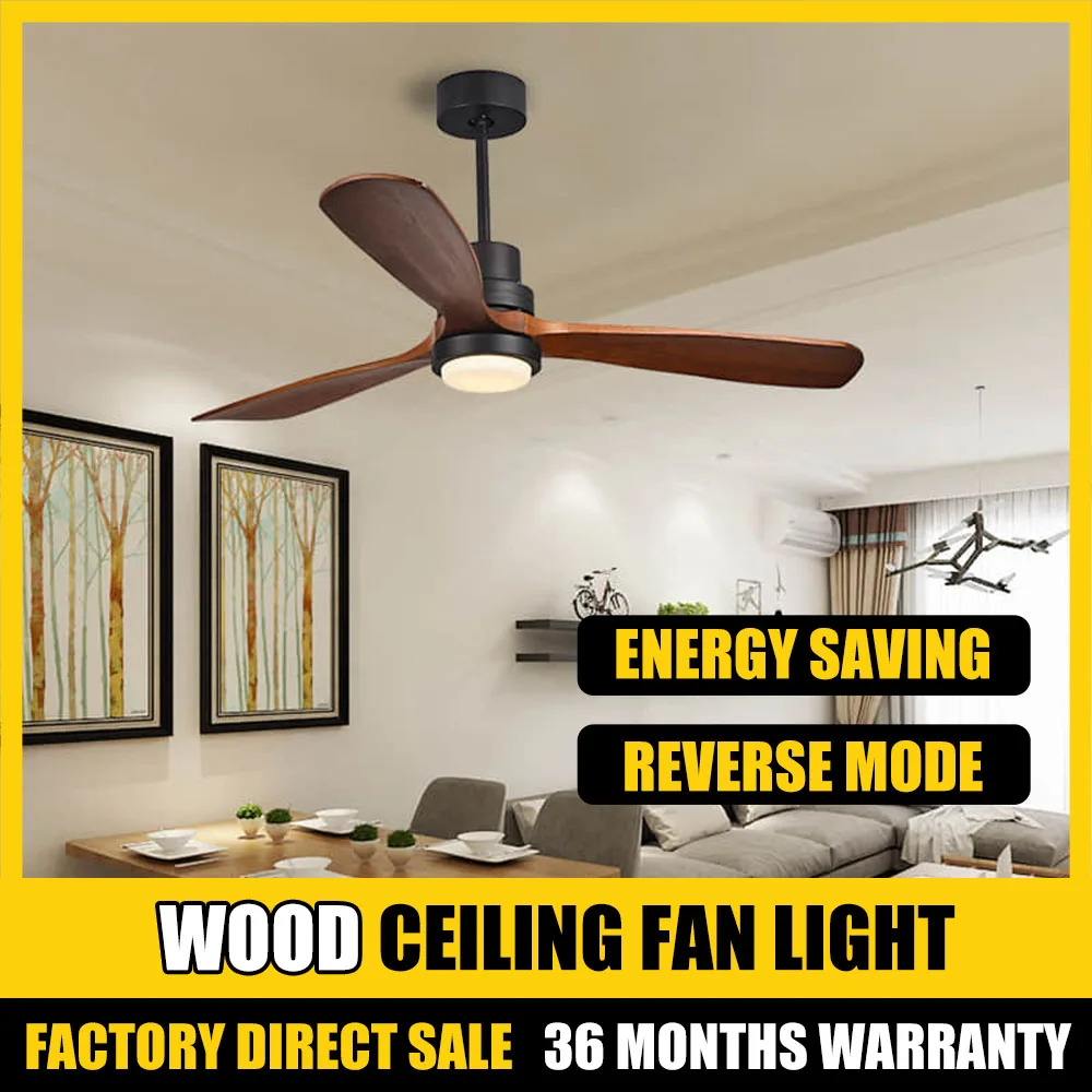 

Flush Mount Ceiling Fan With Light Low Profile Wooden Ceiling Fan Lamp With LED Light And Remote Control Reversible Motor