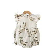 2022 new born baby girl clothes summer babys cotton floral breathable one piece clothes babys flying sleeve triangle romper