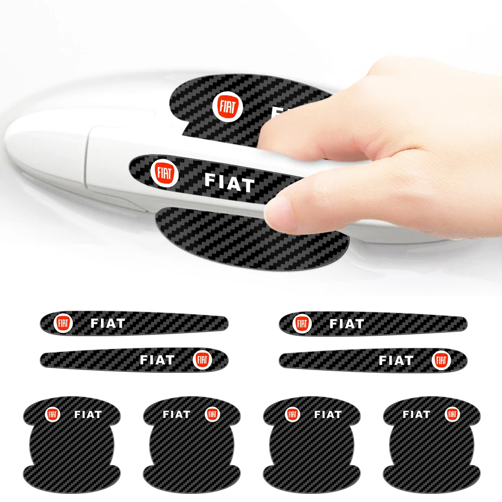 

8pcs/set Car Door Sticker Carbon Fiber Anti-Scratch Cover Handle Handle Auto Accessories For Fiat Panda Bravo Punto Linea Croma