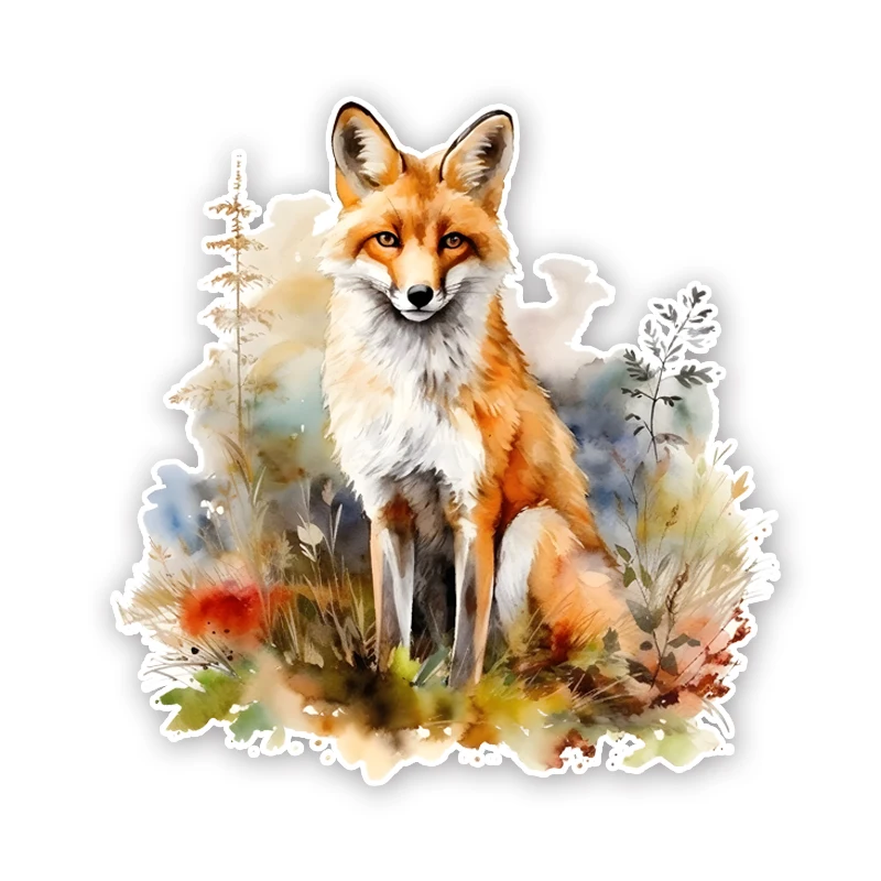 

DK364 # Лиса в траве, автомобильные наклейки, царапины, самоклеящаяся водонепроницаемая наклейка, декоративные аксессуары для мотоциклов