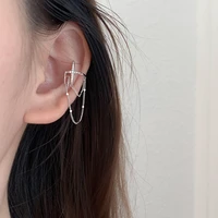 trendy style original cross star cubic zirconia earring handmade double deck chain ear clip jewelry for women gifts