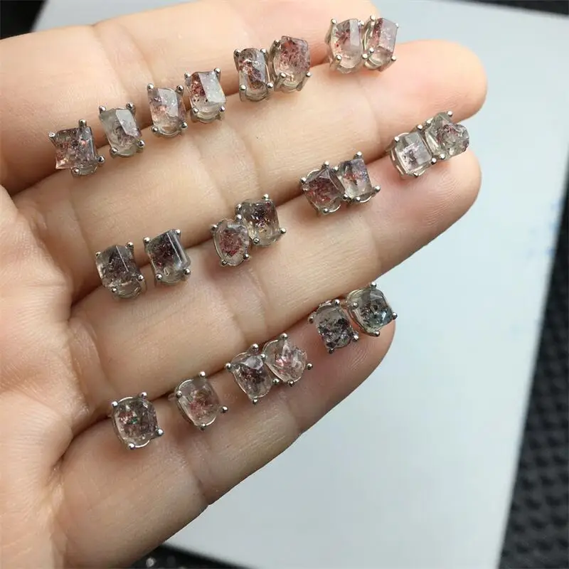 Женские серьги-гвоздики из натурального кварца S925 1 пара