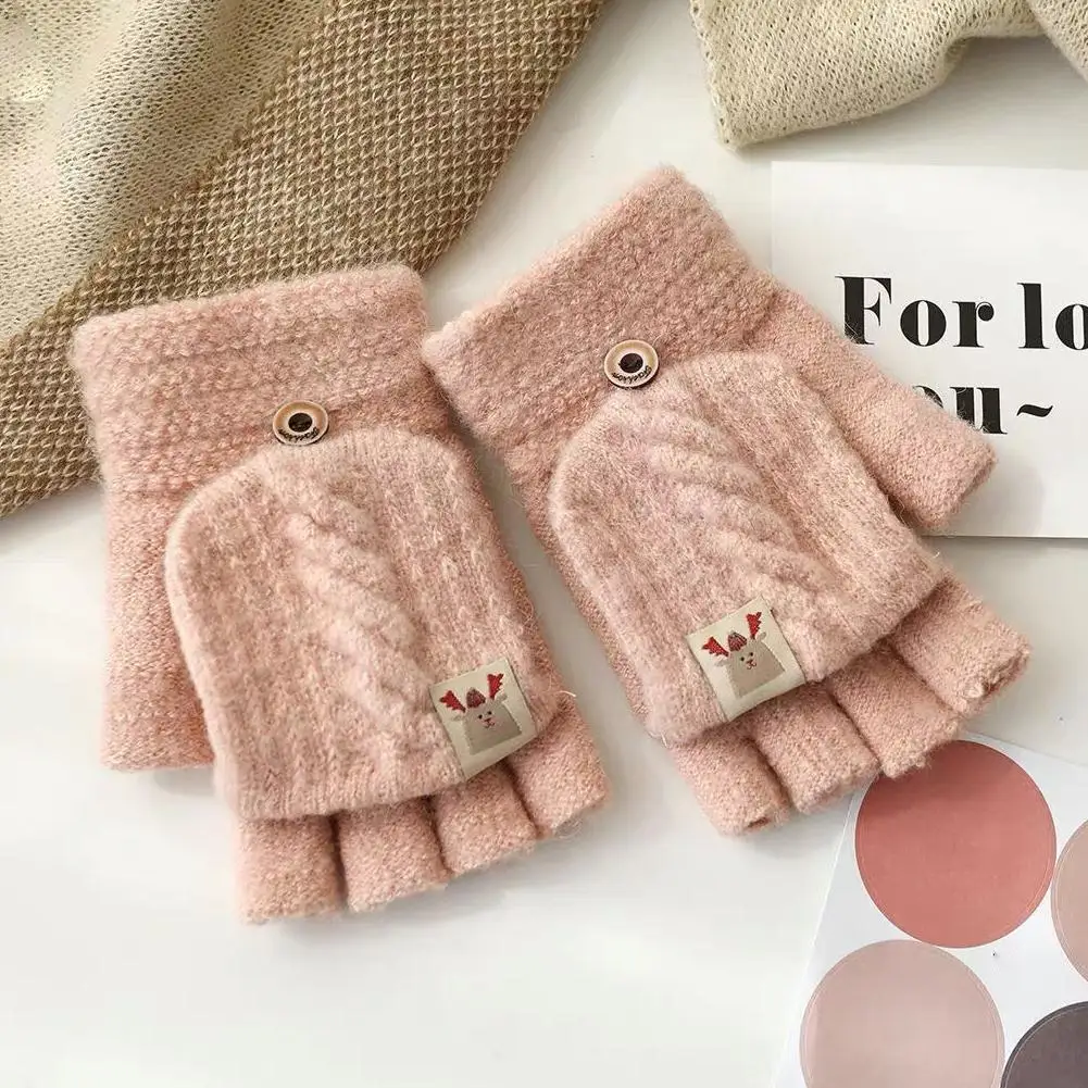 

Winter Knitting Gloves Winter Women Half-finger Gloves Warm Flip-top Thick Gloves Gloves Women Gloves Comfortable Stylish S V1U9