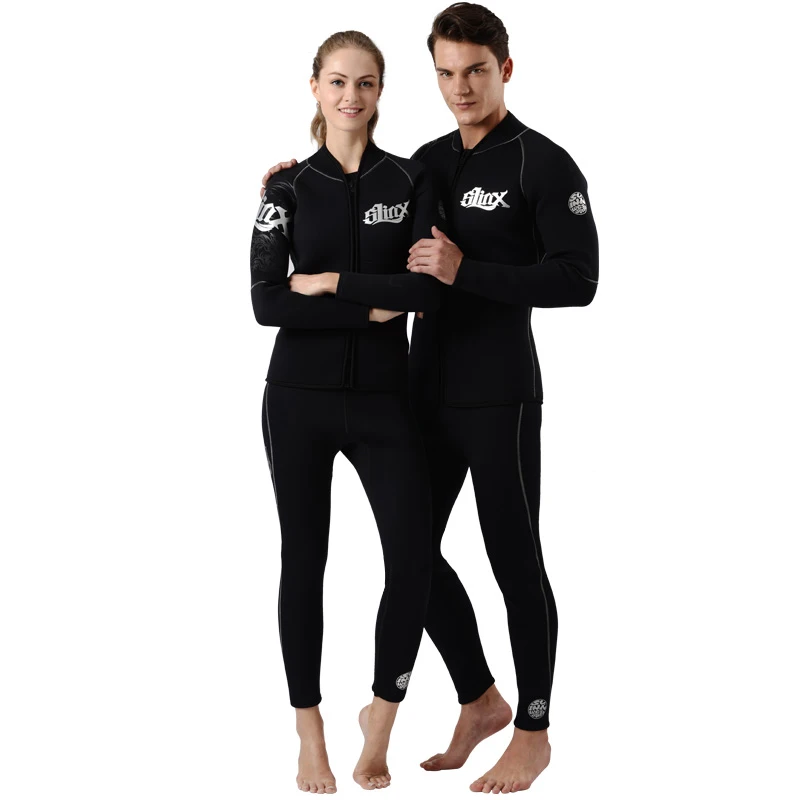 SLINX Men Women 5mm Split Diving Suit Warm Diving Jacket Velvet Inner Thickened Diving Surfing Wetsuit Cuff Zipper