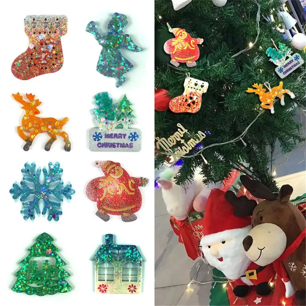 

DIY Hanging Tags Crystal Epoxy Resin Mold Christmas Tree Elk Pendant Bag Decoration Xmas Ornament Resin Silicone Mould