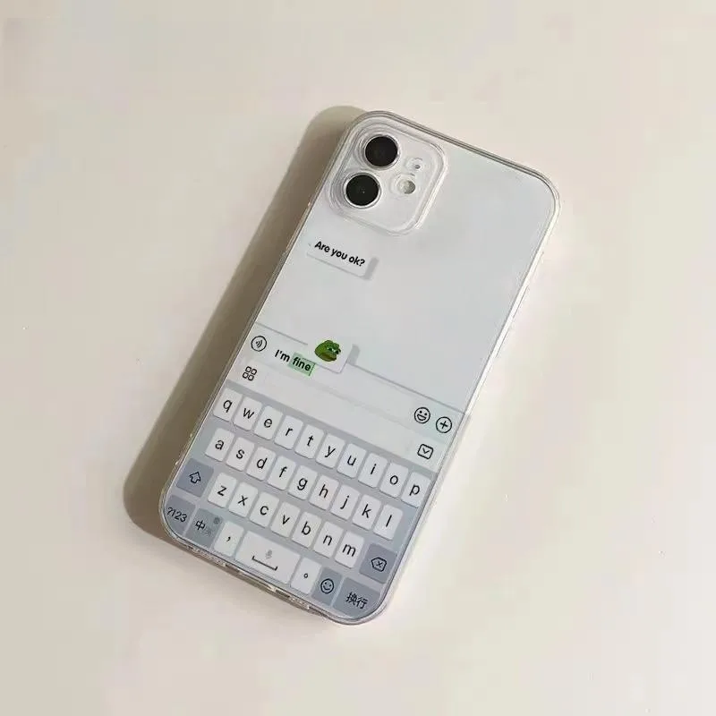 

Cute Clear Original Funny dialogue Phone Case For iPhone 14 11 13 Pro MAX XS XR X 12 Mini 7 8 PlusClear Soft Shockproof Cover