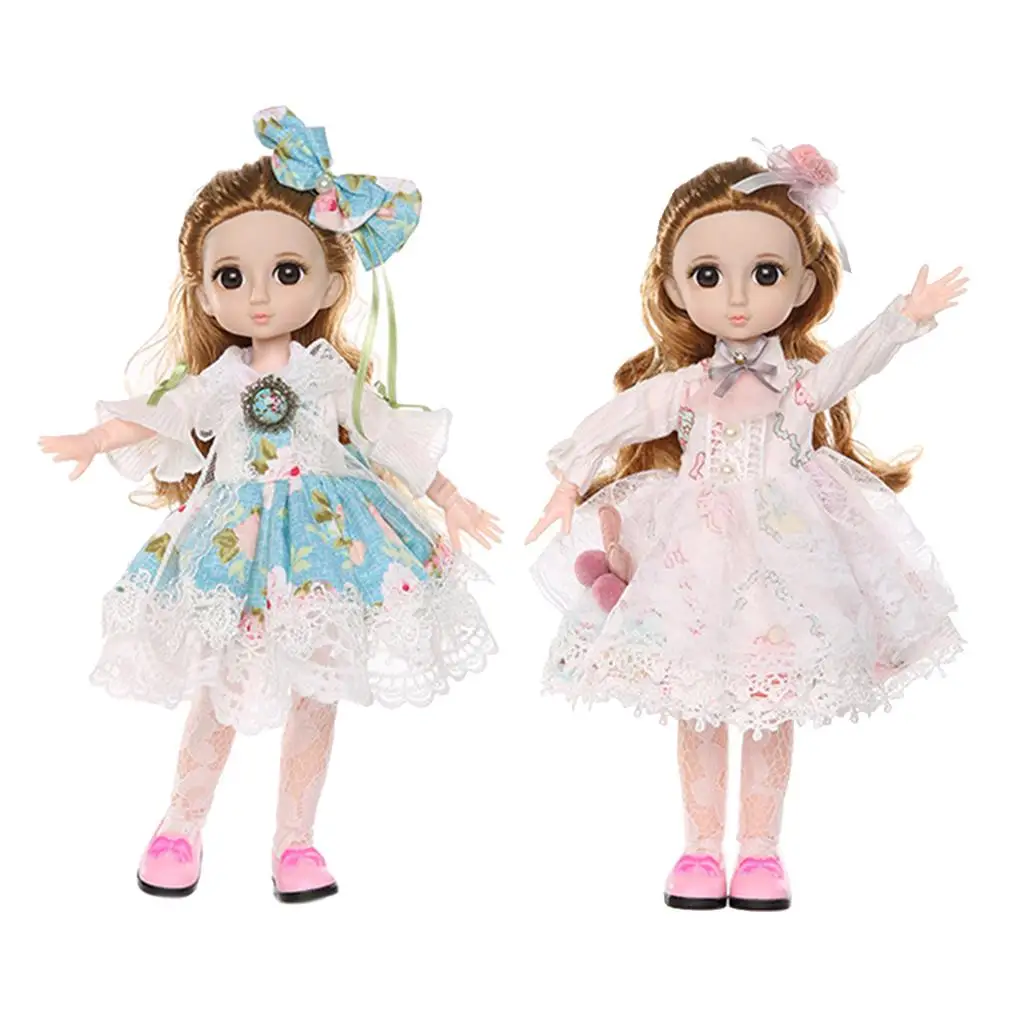 

13" Moveable Jointed Girl Doll Model 3D Eyes Toy Make Up Kids with Clothing