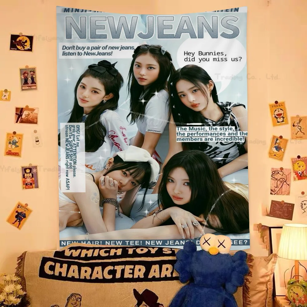 Kpop N-Newjeans DIY Wall Tapestry Art Science Fiction Room Home Decor