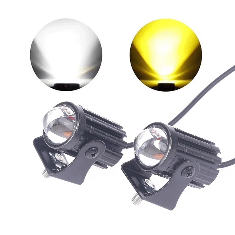 

1/2PCS Aluminum alloy For Offroad Car Boat Truck Fog Lamp White Yellow 12V Dual Color Motorcycle LED HeadLight Work Spot Lamp