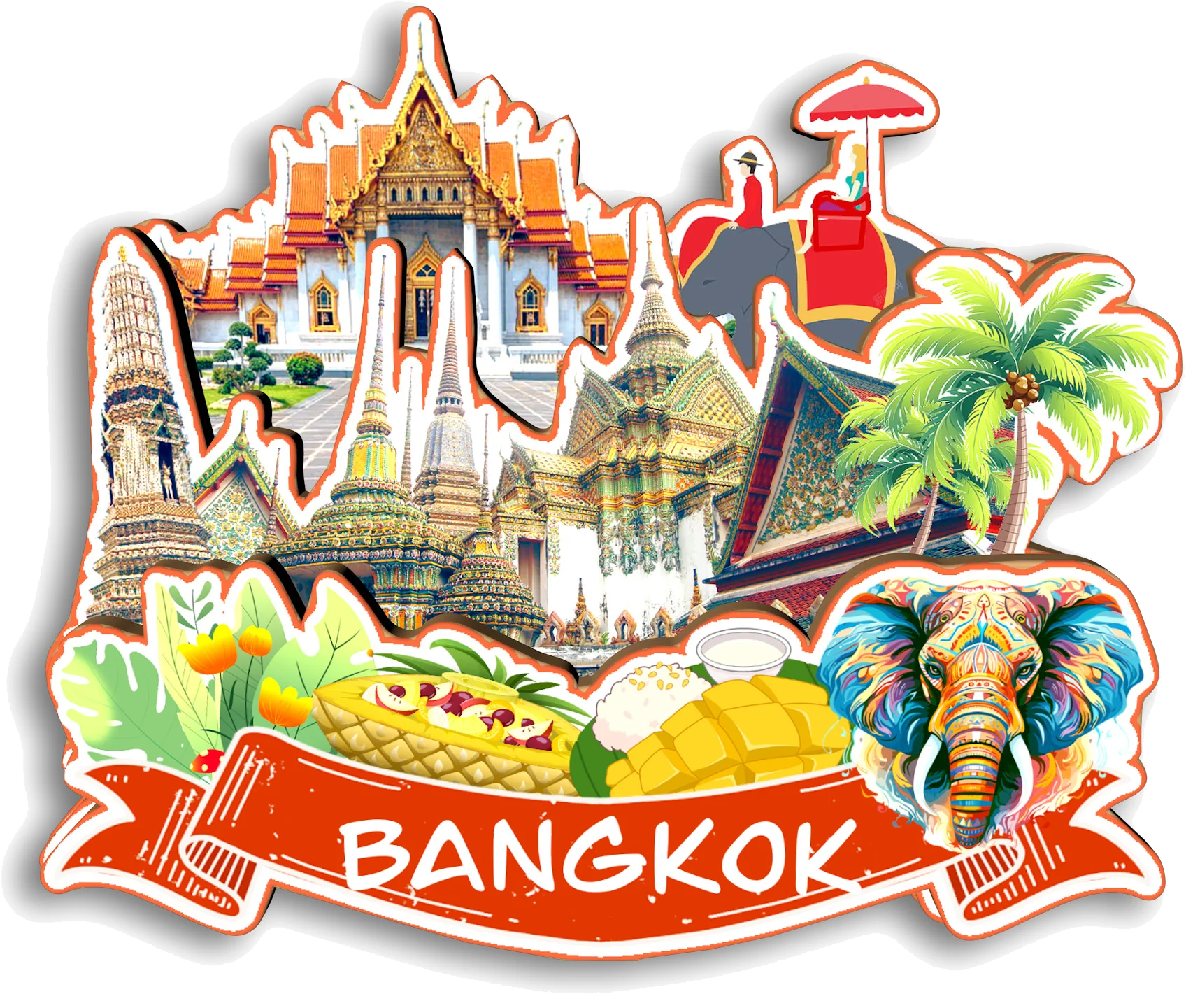 Фото Bangkok Phuket Chiang Mai Krabi Pattaya Таиланд Магнит на холодильник Путешествия Сувенир Подарок Декоративная наклейка на холодильник ручной работы №3