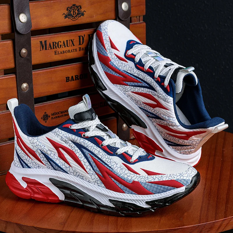 Men's Flame Totem Basketball Shoes Outdoor Breathable Non-slip Sports Shoe Men Comfortable Training Fitness Sneakers