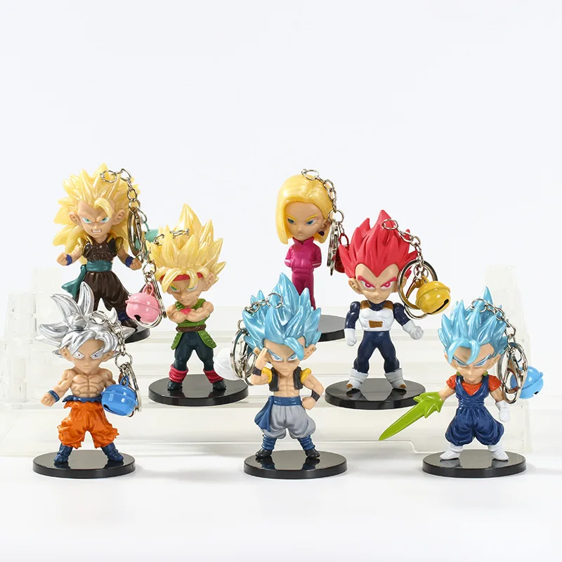 

Экшн-фигурка из аниме «Драконий жемчуг» Super Saiyan Son Goku Vegeta Gogeta, ПВХ, брелок, коллекционная статуя, модель игрушки 10 см, 7 шт./компл.