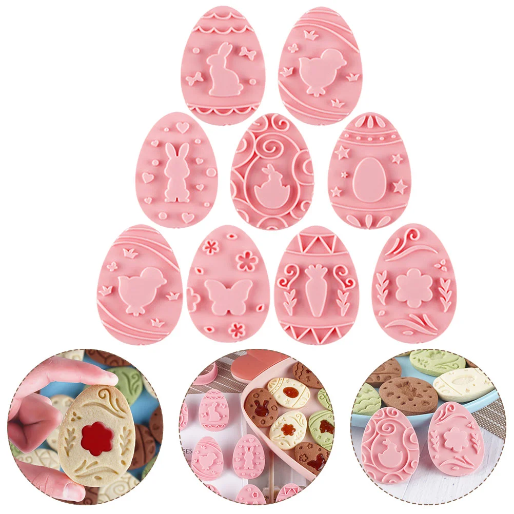 

9 Pcs Chocolate Biscuit Molds Fondant Embossing Stamp Molde Para Pastel Easter Cake Pastry Plunger 3d Three-dimensional