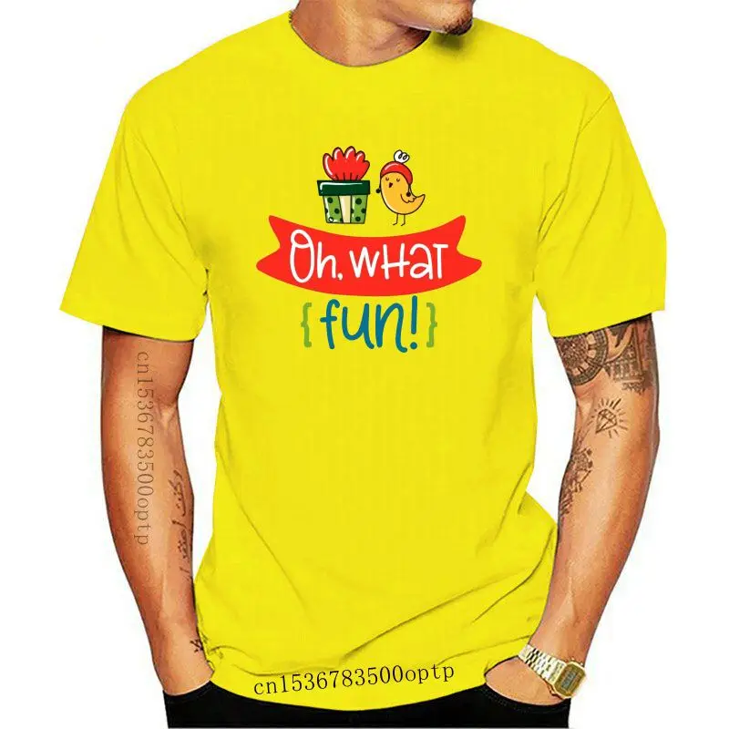 

Camiseta con estampado Oh what fun para hombre, Camisa de algodón, camiseta de manga corta con cuello redondo para mujer