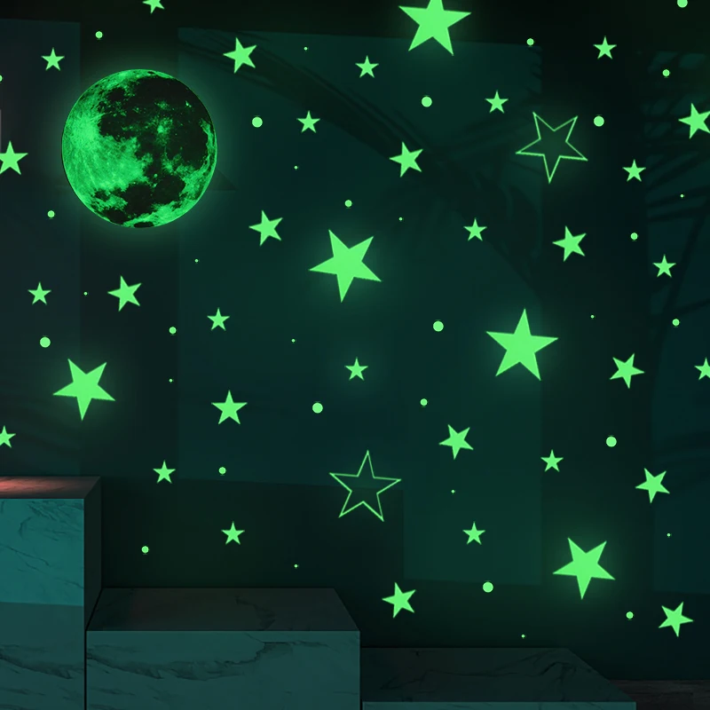 

Moon Star Luminous Wall Sticker Home Rooms Fluorescence DIY Wall Ceiling Window Sticker Decoration Kids Room Living Party Decor