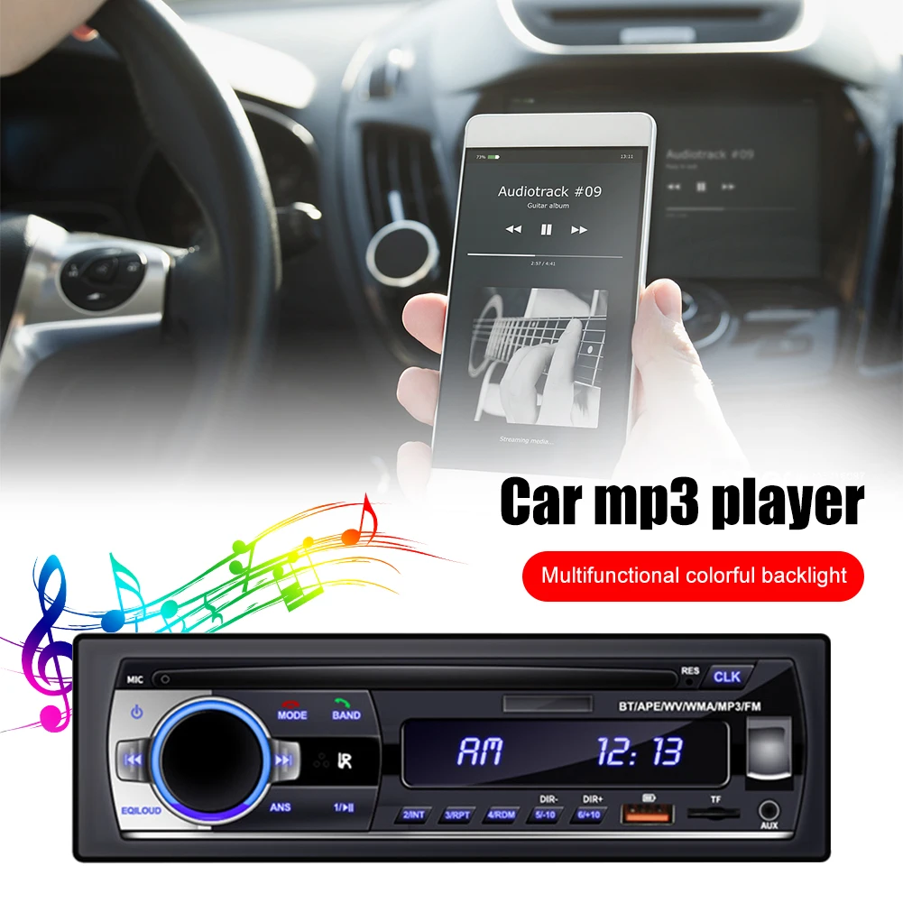 

1 Din автомобильный стерео Bluetooth совместимый 45Wx4 автомобильный радиоприемник FM MP3-плеер Музыка USB/TF/AUX аудио вход поддержка MP3/WMA громкой связи