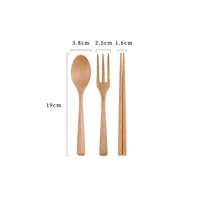 japan style wooden tableware set spoon fork chopsticks with storage case travel cutlery set
