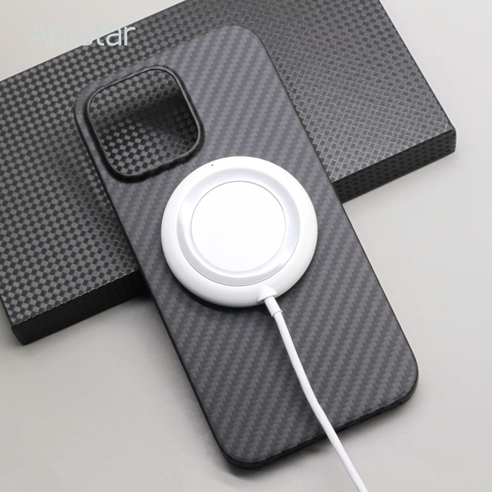 Магнитный чехол Amstar из углеродного волокна для телефона iPhone 14 Pro Max Plus