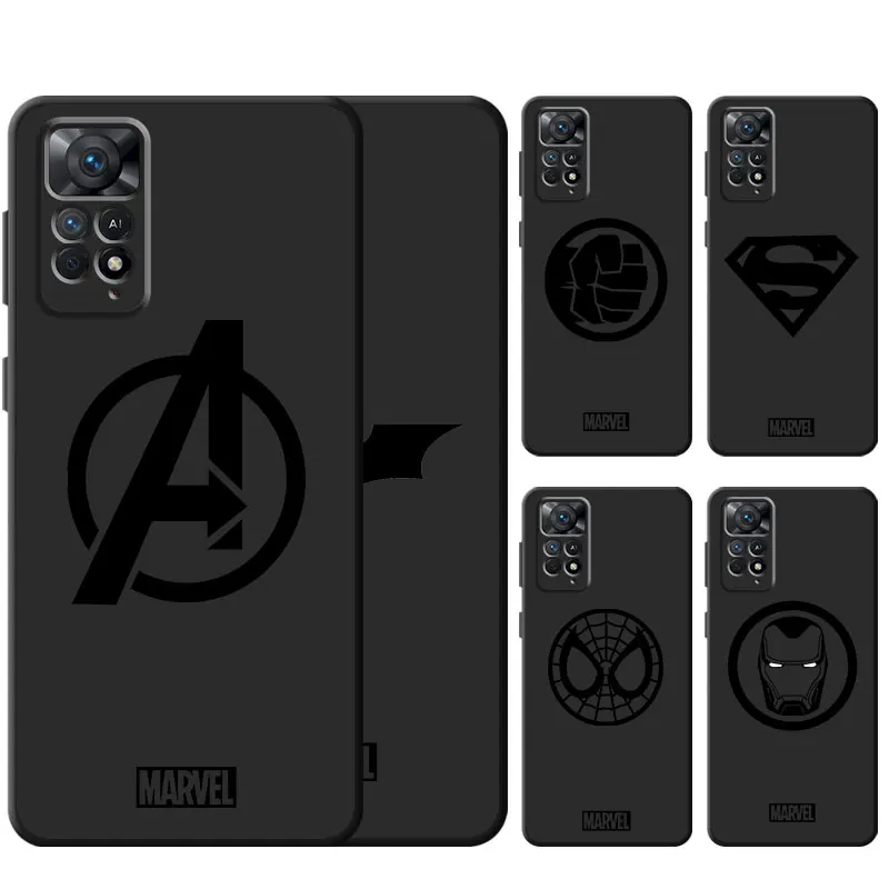 Iron Man Marvel Avengers Logo Hulk Phone Case for Xiaomi Redmi 9A 9 9C 10C 8A 7A 10 10A 9T 11 Prime 12C 8 6 7 Black Soft Cover