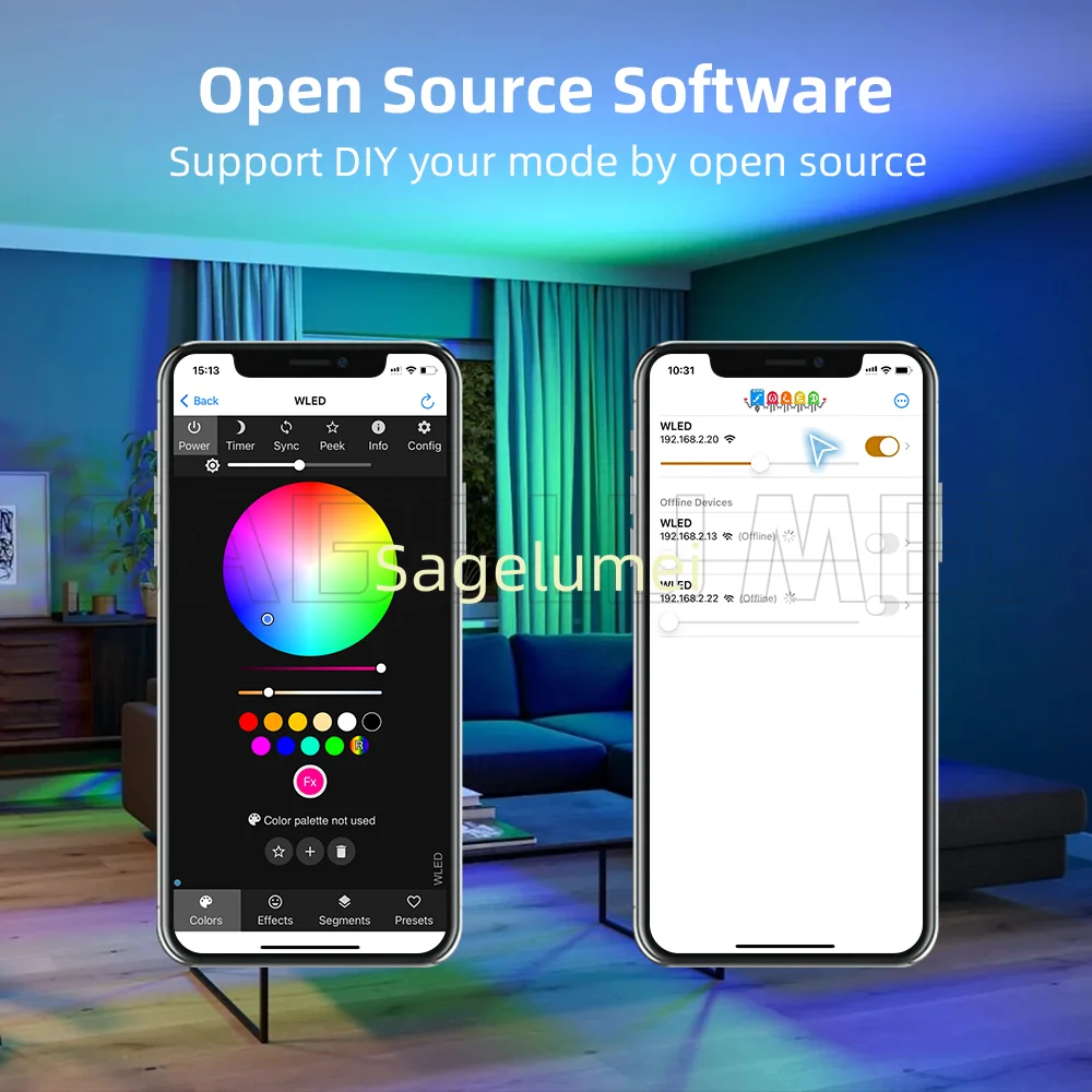 Фото Цифровой светодиодный контроллер DOMRAEM ESP8266/ESP32 USB-C WLED |   WS2814/12B/05/APA102 RGB IC-полоски |   Предохранитель 16А ~ 0,5 Вт в режиме ожидания | Микрофон УАРТ №5
