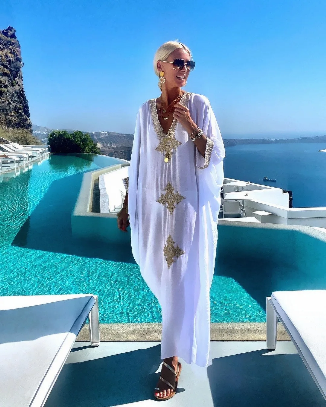 Новинка женское летнее пляжное бикини WeHello для пожилых людей халат из хлопка с