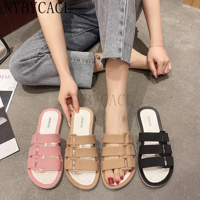 

Women 2022 Summer Sandals Buckle Strap Design Light Sandals Slides Female Beach Open Toe Soft Flat Slippers Sandals for Women