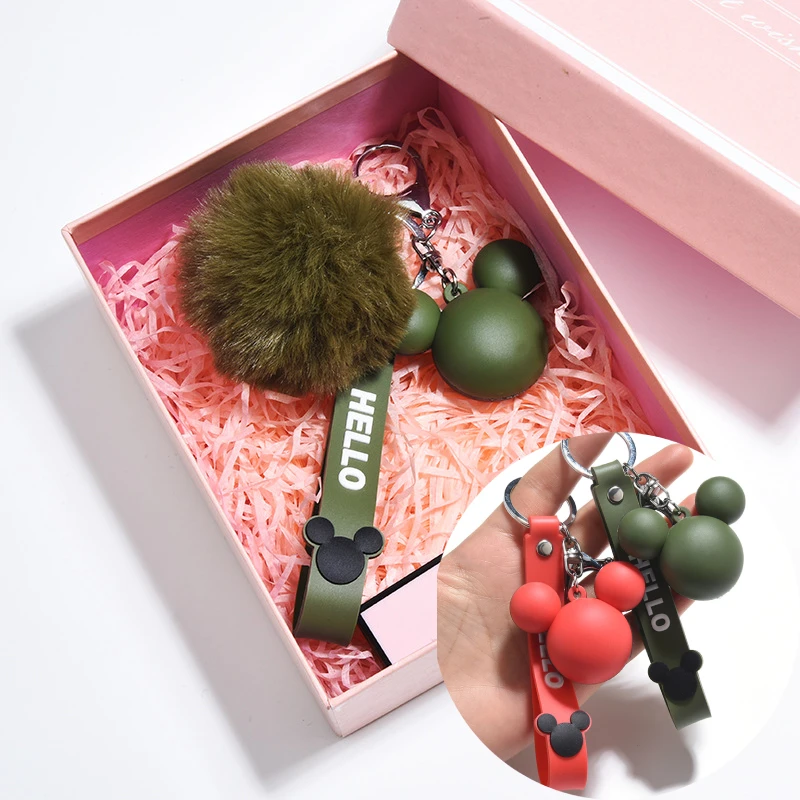 

2021 Cute Mickey Head keychain For Keys Creative Long Key chain With Lanyard Kids Girl Women Bag Charm Pendant Car Keyring Gift