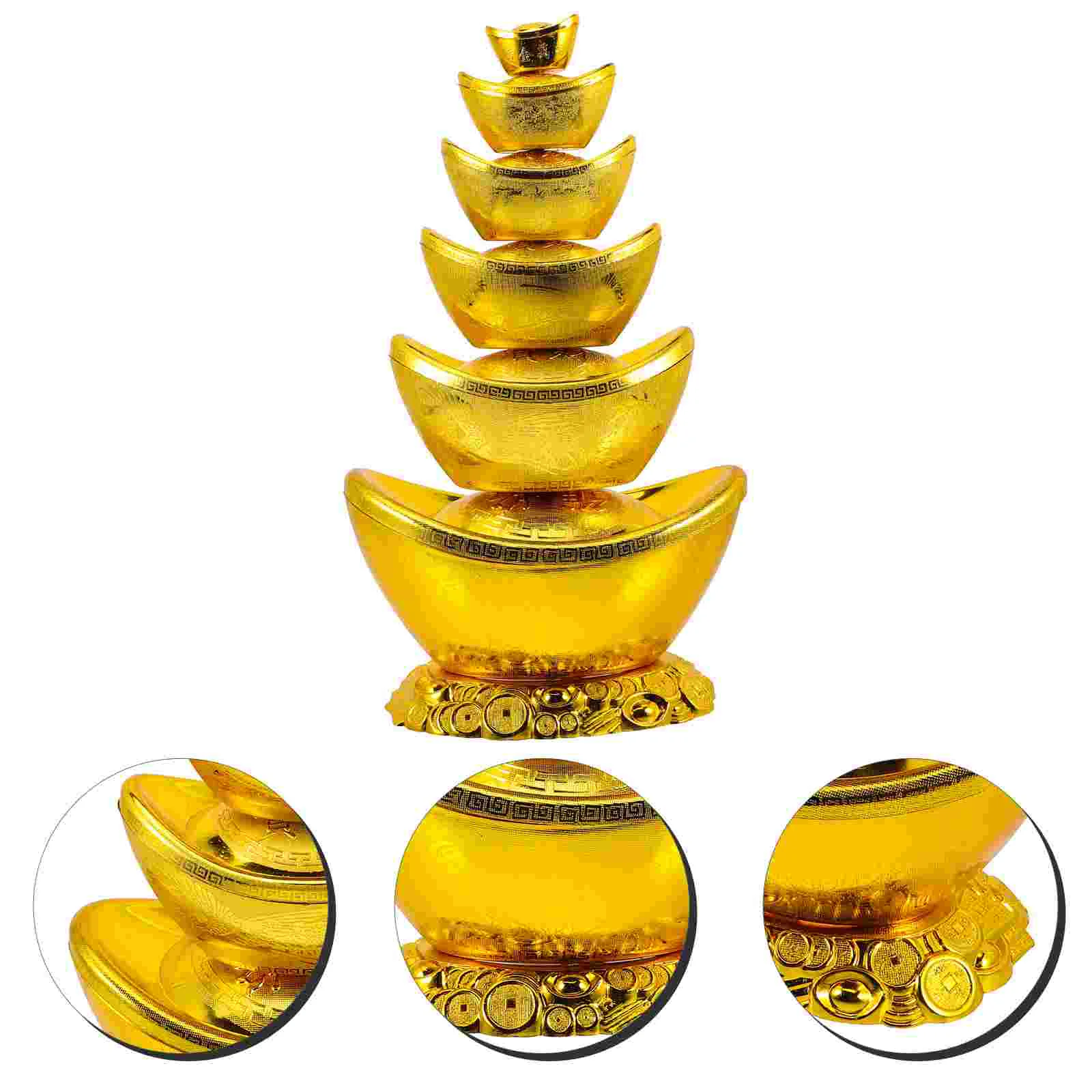 

Ingot Gold Bao Chinese Yuan Ornament Golden Figurine Statue Craft Shui Feng Decor Wealth Scene Adornment Basin Gift Year New