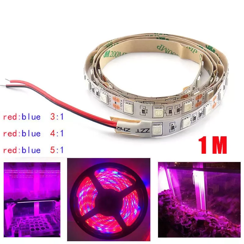 

2023 1M LED Plant Grow strip Light 5050 60 leds growing lamp waterproof DC 12V veg flower Aquarium Hydroponics indoor Greenhouse