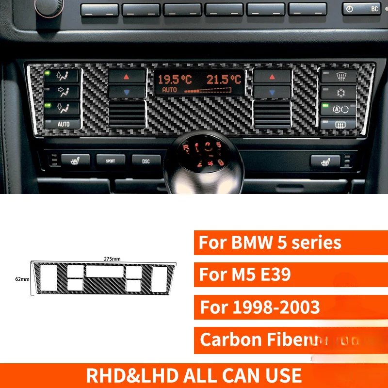 

Central Control Air Conditioning Panel Seat Heating Button Water Cup Holder Frame For Bmw 5 Series M5 E39 1998-2003 Carbon Fiber