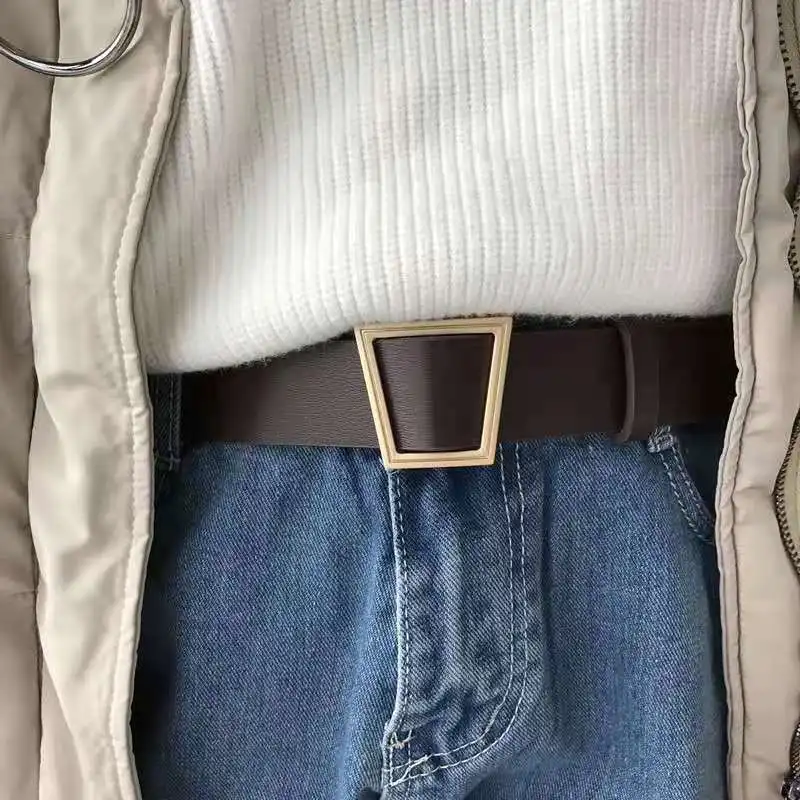 

Non Perforated Trapezoidal Buckle Belt Women's Fashion Korean Belt Simple And Versatile Belt Wholesale