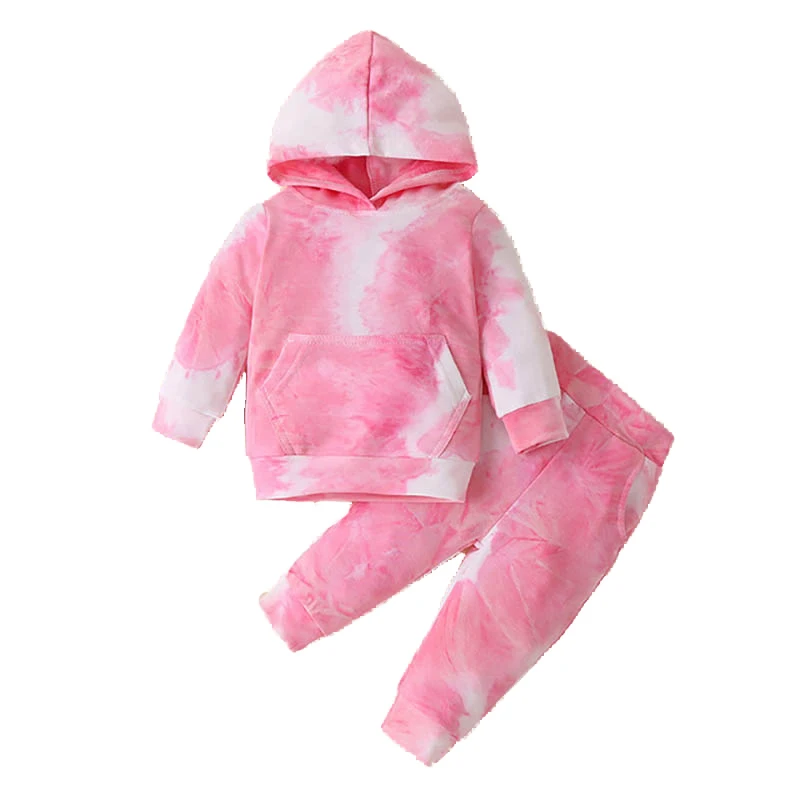 

6m-3T Fashion Kids Boys Girls Clothes Sportswear Toddler Baby Colorful Tie Dye Print Hoodies Pants Set Suit Tracksutis Outfits
