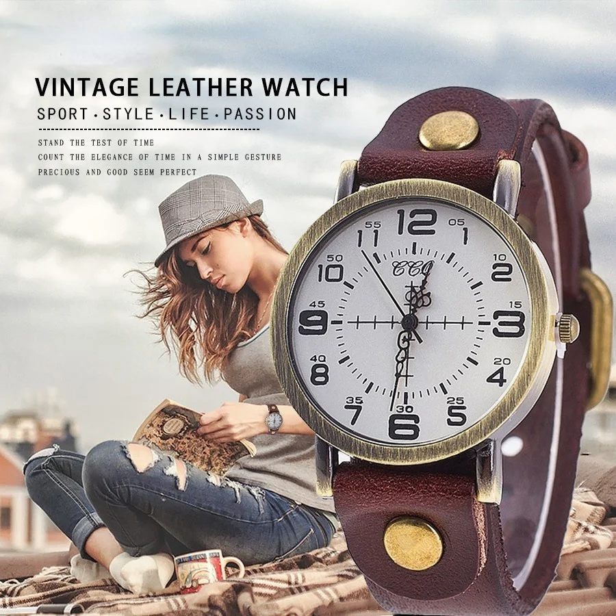 

2022 Vintage Cow Leather Bracelet Watch Women Wrist Watches Casual Luxury Quartz Relogio Feminino Hot Selling Best Gift for Her