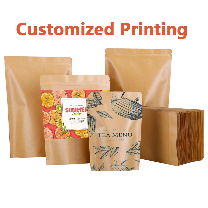 Пользовательский логотип крафт-бумага орехи конфеты печенье чай