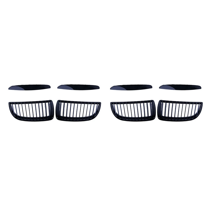 

4X Car Gloss Black Front Bumper Radiator Grilles Grill For-BMW 3 Series E90 E91 2005-2008 51712151895 51712151896