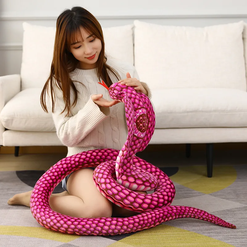 80-240CM Simulated Python Snake Plush Toy Giant Boa Cobra Long Stuffed Snake Plushie Lifelike Doll Children Boys Birthday Gift